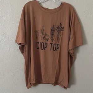 Women’s Plus Size Crop Top T-shirt, Brown, Summer, 4X